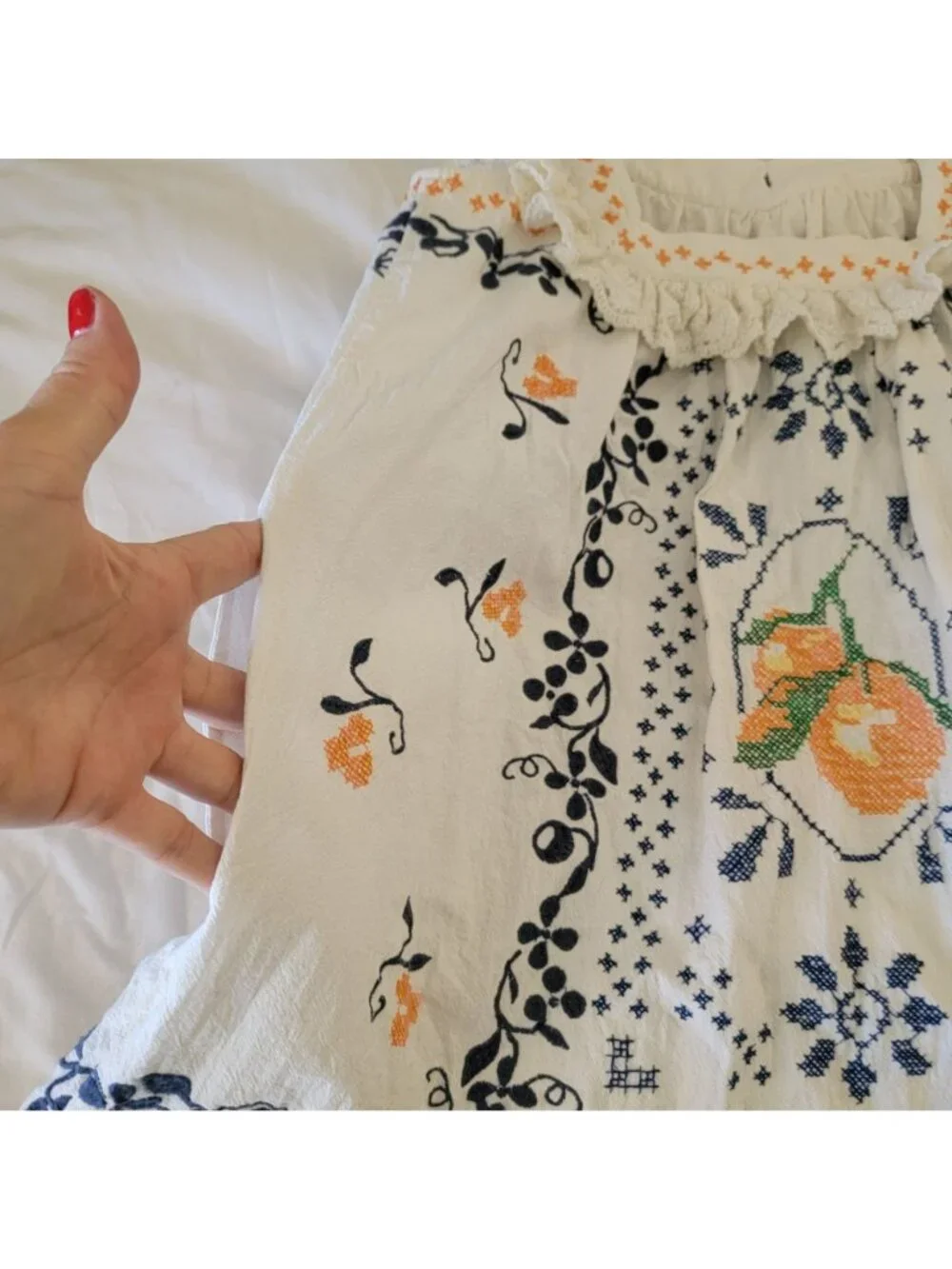 Free People Bali Main Squeeze Mini Dress Vintage Prairie Embroidery Womens S